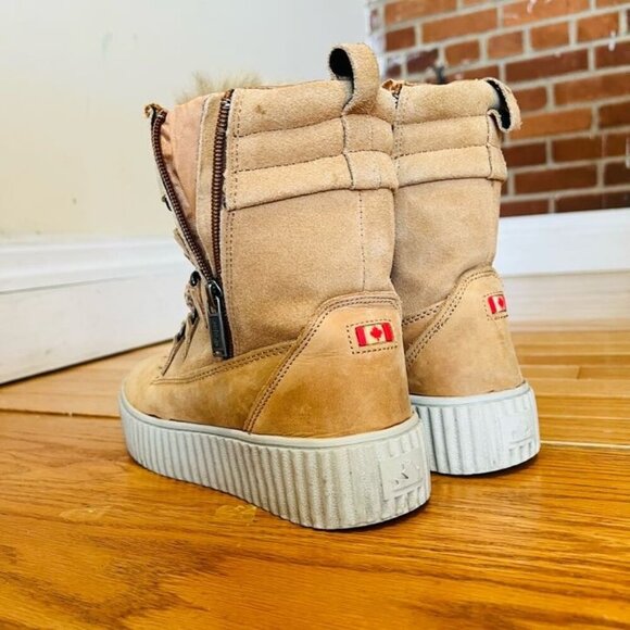 Pajar Cade Canada Shearling Insulated Tan Leather Ankle Winter Boot 6-6.5 - Picture 8 of 16